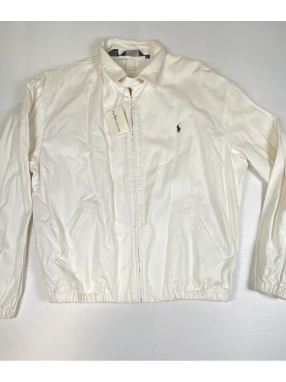 NOS Vintage Polo Ralph Lauren Men L White Harrington Jacket Deadstock